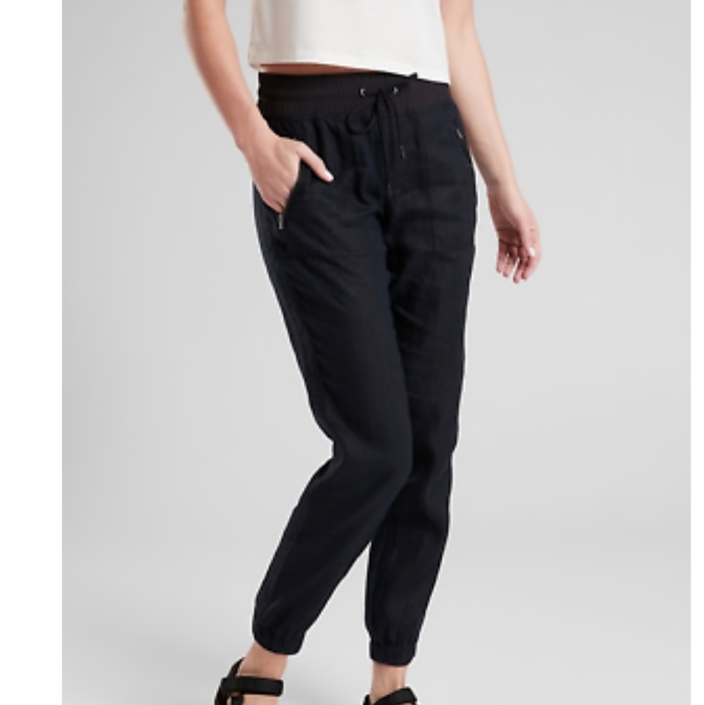 NWT! Athleta Cabo Navy linen jogger pants